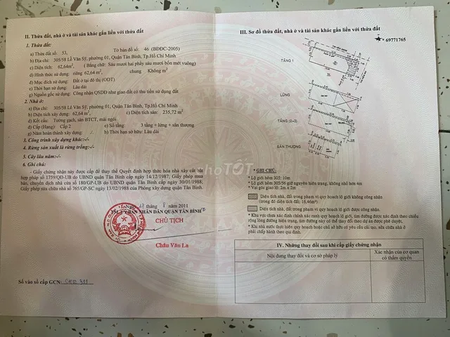 Bán Nhà Hẻm 305/58 Lê Văn Sỹ, P1, Tân Bình