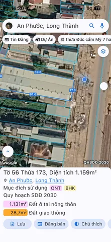 Bán Đất MT LÊ DUẨN 1307m2 có sẵn 400 m2 thổ cư giá 65 tỷ tại Xã An Phước Huyện Long Thành Đồng Nai