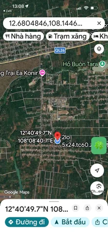 Bán Đất 120m2 có sẵn 60 m2 thổ cư giá 590 triệu tại Xã Hòa Đông Huyện Krông Pắc Đắk Lắk