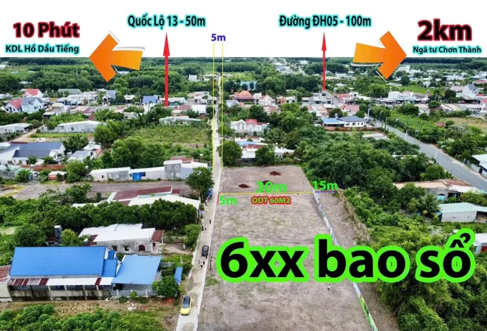 Bán Đất 140m2 có sẵn 60 m2 thổ cư giá 630 triệu tại Minh Long Thị xã Chơn Thành