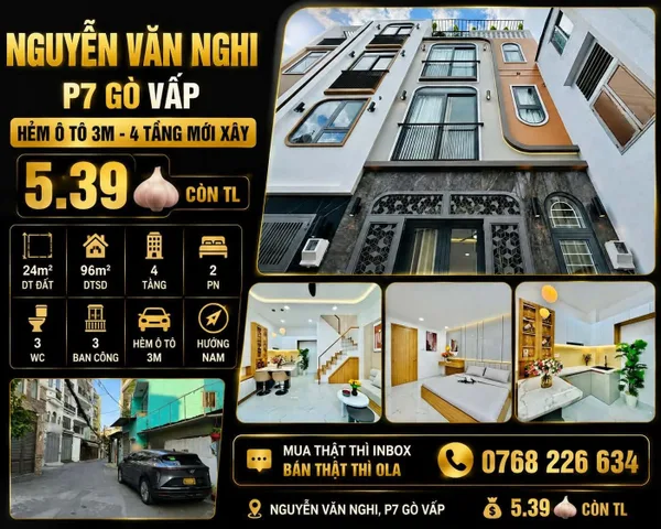 Bán Nhà riêng 24m2 có sẵn 24 m2 thổ cư giá 5.39 tỷ tại - Chọn - Phường 07 Quận Gò Vấp TP. Hồ Chí Minh