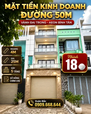 BÁN NHÀ MẶT TIỀN KINH DOANH ĐƯỜNG VÀNH ĐAI TRONG – KHU TÊN LỬA, BÌNH TÂN