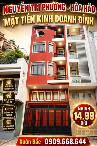GIÁ TỐT, MTKD HOÀ HẢO, Q10, 5M*9M, 5 TẦNG VUÔNG, THU THẬP 40TR