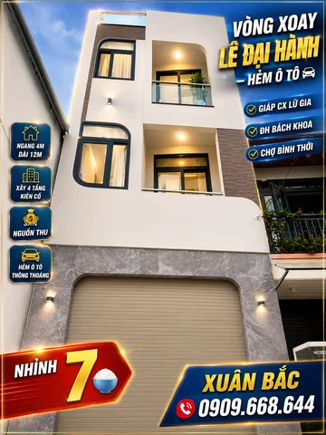 NHÀ ĐẸP NGAY VÒNG XOAY LÊ ĐẠI HÀNH-QUẬN 11- HẺM XE HƠI-51m2-4 TẦNG-THÔNG TỨ TUNG -NỘI THẤT XỊN XÒ