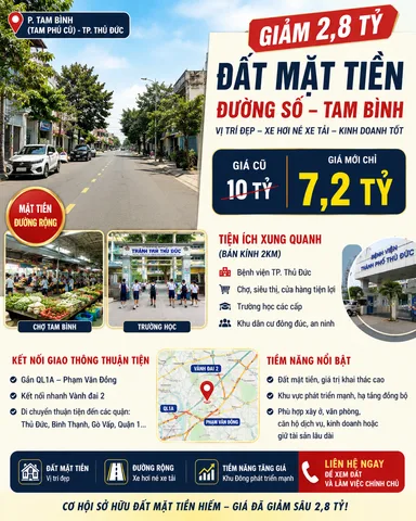 Bán Đất 98m2 có sẵn 98 m2 thổ cư giá 7.2 tỷ tại Đường Số 8 Phường Tam Bình Quận Thủ Đức TP. Hồ Chí Minh
