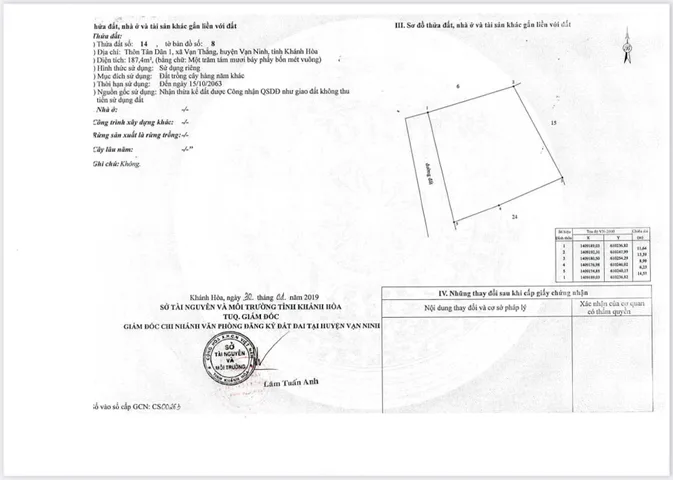 Bán Đất 187m2 giá 1.31 tỷ tại - Chọn - Xã Vạn Thắng Huyện Vạn Ninh Khánh Hòa