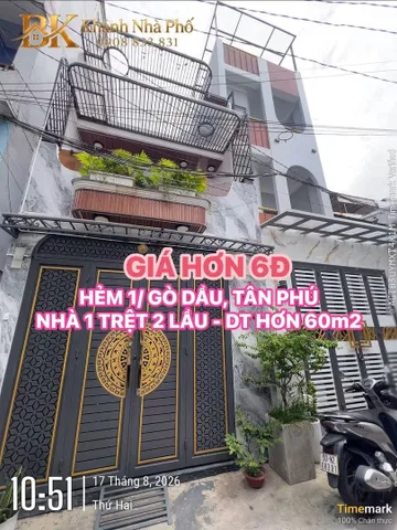 🏠 HẺM 1/ GÒ DẦU, TÂN PHÚ - NHÀ 1 TRỆT 2 LẦU - DT HƠN 60m2 - GIÁ HƠN 6Đ 💕💕