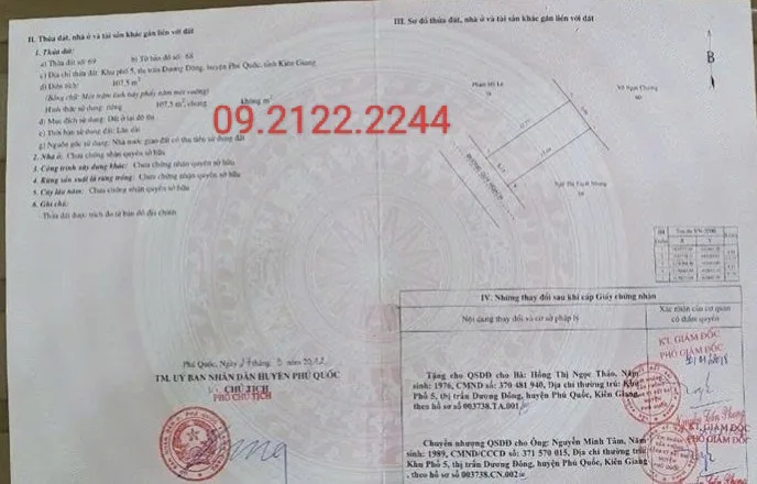 Bán Nhà riêng 107.5m2 FULL thổ cư Ngang 6m TĐC Khu phố 5 giá 5 tỷ tại Thị trấn Dương Đông Đặc Khu Phú Quốc