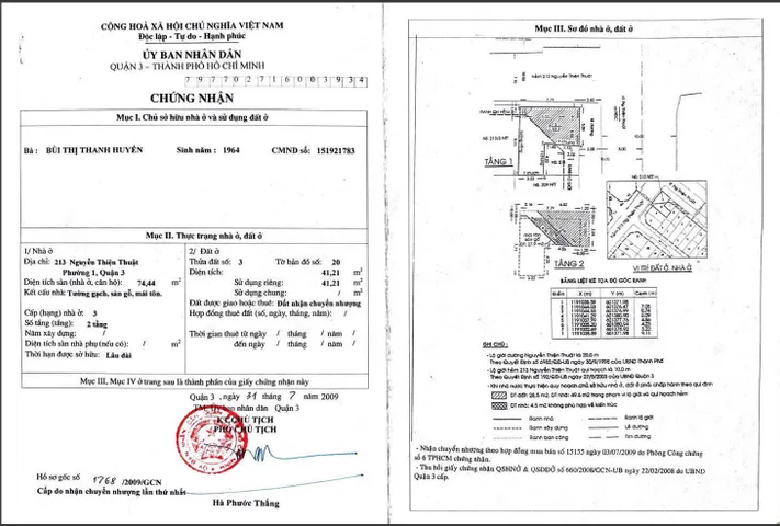 Bán Nhà Mặt Tiền 213 Nguyễn Thiện Thuật, Phường 1, Quận 3