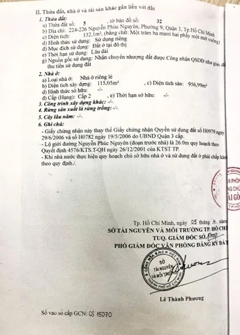 Bán Nhà Mặt Tiền 224-226 Nguyễn Phúc Nguyên, Phường 9, Quận 3