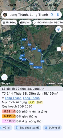 Bán Đất 42897m2 giá 450 tỷ tại Xã Long An Huyện Long Thành Đồng Nai