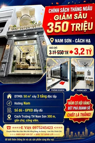 ❌❌❌ SỐC! CĂN 3 TẦNG TÂN CỔ ĐIỂN NAM SƠN GIẢM 350 TRIỆU – CÒN 3,2 TỶ ❌❌❌
