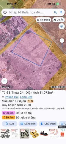 Bán Đất 11000m2 giá 90 tỷ tại Thị trấn Phước Hải Huyện Đất Đỏ Bà Rịa - Vũng Tàu