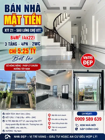 Bán Nhà riêng 88m2 có sẵn 84 m2 thổ cư giá 5.25 tỷ tại Đường Xuân Thới Thượng 21 Xã Bà Điểm Huyện Hóc Môn TP. Hồ Chí Minh