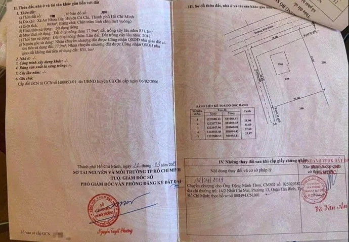 Bán Đất 909m2 có sẵn 80 m2 thổ cư giá 22.75 tỷ tại Đường Bến Đình Xã An Nhơn Tây Huyện Củ Chi TP. Hồ Chí Minh