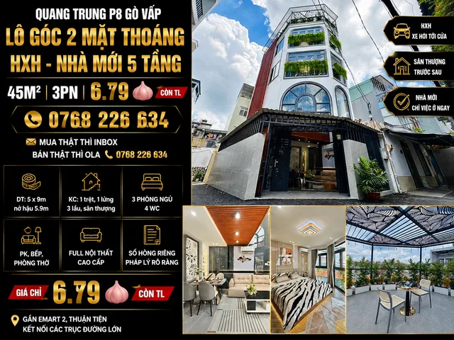 Bán Nhà riêng 45m2 có sẵn 45 m2 thổ cư giá 6.79 tỷ tại Đường Quang Trung Phường 8 Quận Gò Vấp TP. Hồ Chí Minh