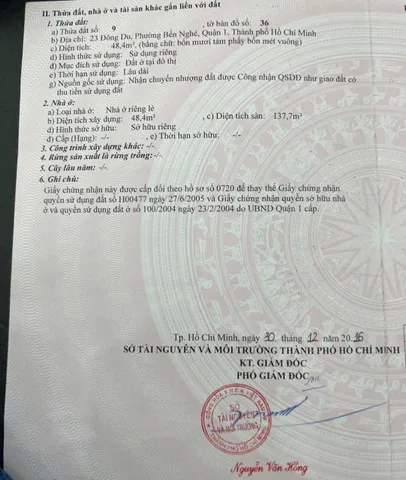 Bán Nhà Mặt Tiền 23 Đông Du, Bến Nghé, Q1