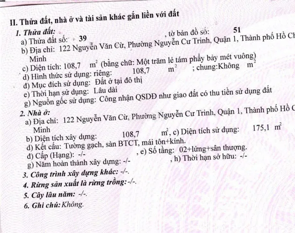 Bán Nhà Mặt Tiền 122 Nguyễn Văn Cừ, P. Nguyễn Cư Trinh, Quận 1