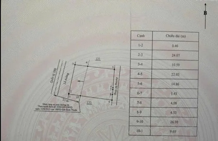 Bán Đất 844m2 giá 8.1 tỷ tại Thị trấn Lương Sơn Huyện Bắc Bình Bình Thuận