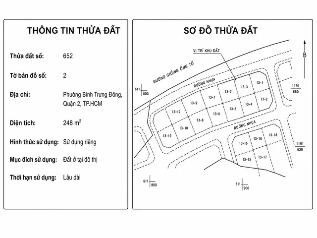 Bán Đất 248m2 có sẵn 248 m2 thổ cư giá 37.2 tỷ tại Phường Bình Trưng Đông Thành phố Thủ Đức TP. Hồ Chí Minh