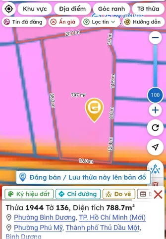 Bán Đất 788.7m2 có sẵn 250 m2 thổ cư giá 15.5 tỷ tại Đường Đx-032 - Đường Loại 5 Phường Phú Mỹ Thành phố Thủ Dầu Một Bình Dương