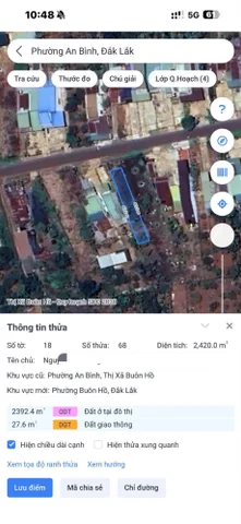 Bán Đất 240m2 có sẵn 50 m2 thổ cư giá 650 triệu tại Phường An Bình Thị xã Thị Xã Buôn Hồ Đắk Lắk