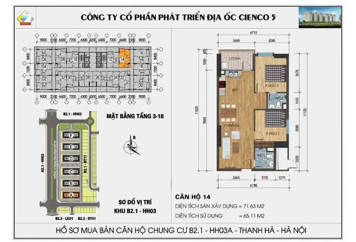 Chủ Nhà Cần Bán Gấp Căn 2 Ngủ Hh03F  Chung Cư Thanh Hà