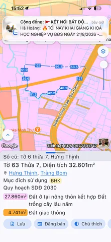 Bán Đất 32601m2 giá 85 tỷ tại Xã Hưng Thịnh Huyện Trảng Bom Đồng Nai