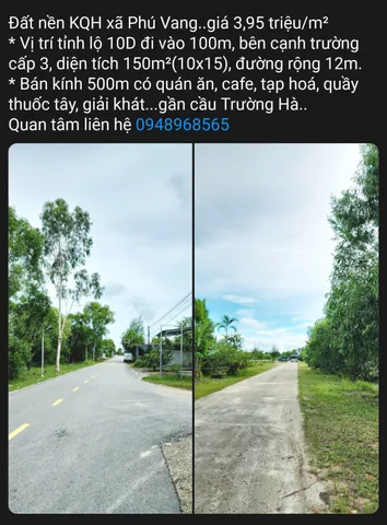 Đất nền KQH Phú Vang, bên cạnh trường cấp 3