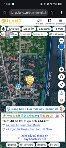 Bán Đất 235m2 giá 500 triệu tại - Chọn - Xã Ngọc Lũ Huyện Bình Lục Hà Nam