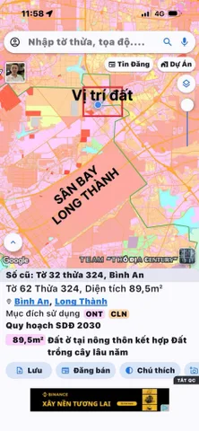 Bán Đất 89m2 có sẵn 86 m2 thổ cư giá 1.25 tỷ tại - Chọn - Xã Bình An Huyện Long Thành Đồng Nai