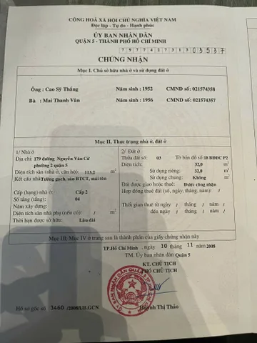 Bán Nhà Mặt Tiền 179 Nguyễn Văn Cừ, Phường 2, Quận 5