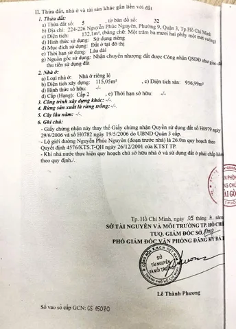 Bán Nhà Mặt Tiền 224-226 Nguyễn Phúc Nguyên, Phường 9, Quận 3