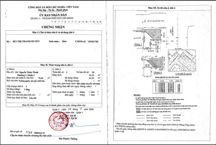 Bán Nhà Mặt Tiền 213 Nguyễn Thiện Thuật, Phường 1, Quận 3