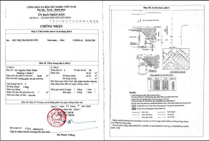 Bán Nhà Mặt Tiền 213 Nguyễn Thiện Thuật, Phường 1, Quận 3