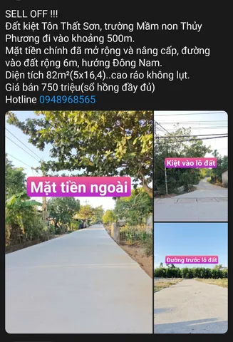 Đất kiệt 6m Tôn Thất Sơn, trường mầm non Thủy Phương đi vào 500m