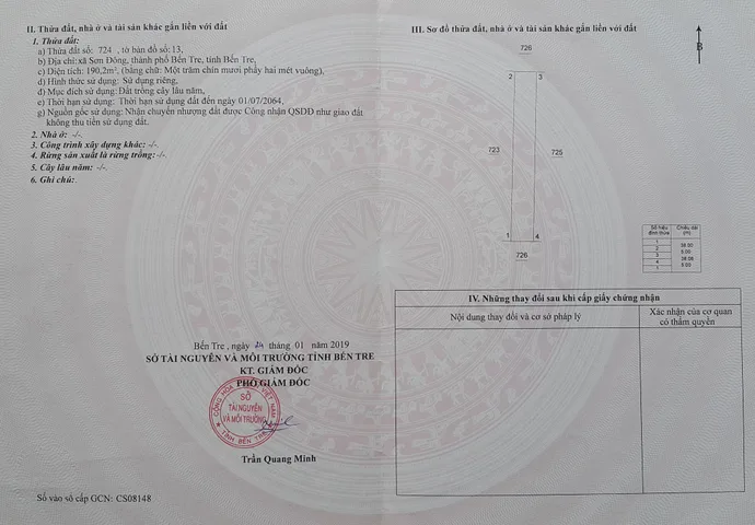 Bán Đất 506.8m2 giá 1.7 tỷ tại - Chọn - Xã Sơn Đông Thành phố Bến Tre Bến Tre