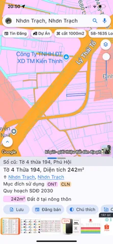 Bán mặt tiền 1/sec Lý Thái Tổ phú Hội phường Nhơn Trạch Thành phố Đồng Nai