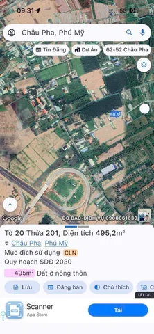 Bán Đất 497.6m2 giá 1.65 tỷ tại Xã Châu Pha Thành phố Phú Mỹ Bà Rịa - Vũng Tàu