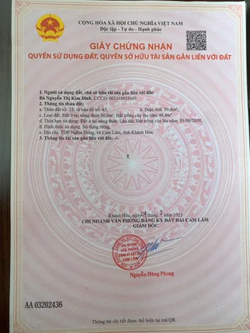 Bán đất tại thị trấn Cam Đức, 2,6 tỷ, 99,4 m2, pháp lý đầy đủ, mặt tiền 5m