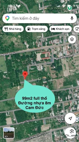 Bán đất sau trường Quang Trung Cam Đức, 99m² full thổ cư, đường nhựa 8m, giá cắt lỗ 800 triệu