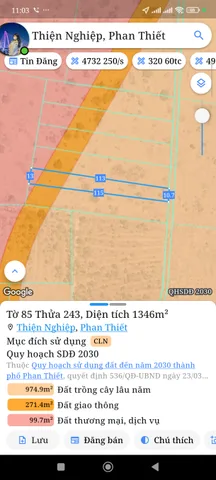 Bán Đất 1346m2 giá 1.55 tỷ tại Xã Thiện Nghiệp Thành phố Phan Thiết Bình Thuận