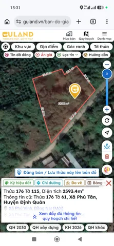 Bán Đất 2610m2 giá 4.69 tỷ tại Đường 120 (Xã Phú Tân) Xã Phú Tân Huyện Định Quán Đồng Nai