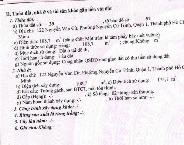 Bán Nhà Mặt Tiền 122 Nguyễn Văn Cừ, P. Nguyễn Cư Trinh, Quận 1