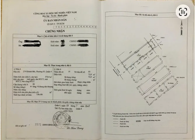 Bán Nhà Mặt Tiền 274 Khánh Hội, P.5, Quận 4