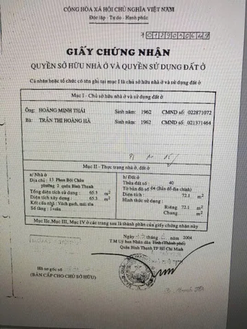 Bán Nhà Mặt Tiền 13 Phan Bội Châu, P.2, Bình Thạnh