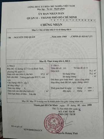 Bán Nhà Mặt Tiền 50-52 Đường Số 7, Lãnh Binh Thăng, Phường 8, Quận 11