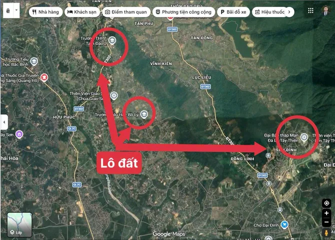 Bán lô đất đẹp diện tích lớn 1.595,1m2 tại Đại Đình, gần khu du lịch Tây Thiên, Tam Đảo giá 800tr