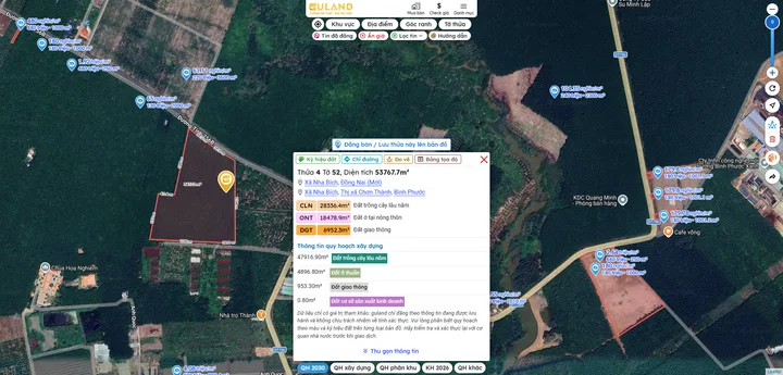 Cần bán gần 5.4ha, 5000m2 thổ giá chỉ 60 tỷ (còn thương lượng) tại Chơn Thành Bình Phước