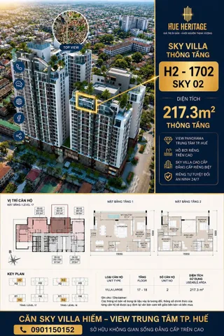 Loa Loa Loa còn 1 căn Sky villa cuối cùng giá gốc CĐT Huế Heritage